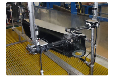 Ultrasonic testing inspection in progress