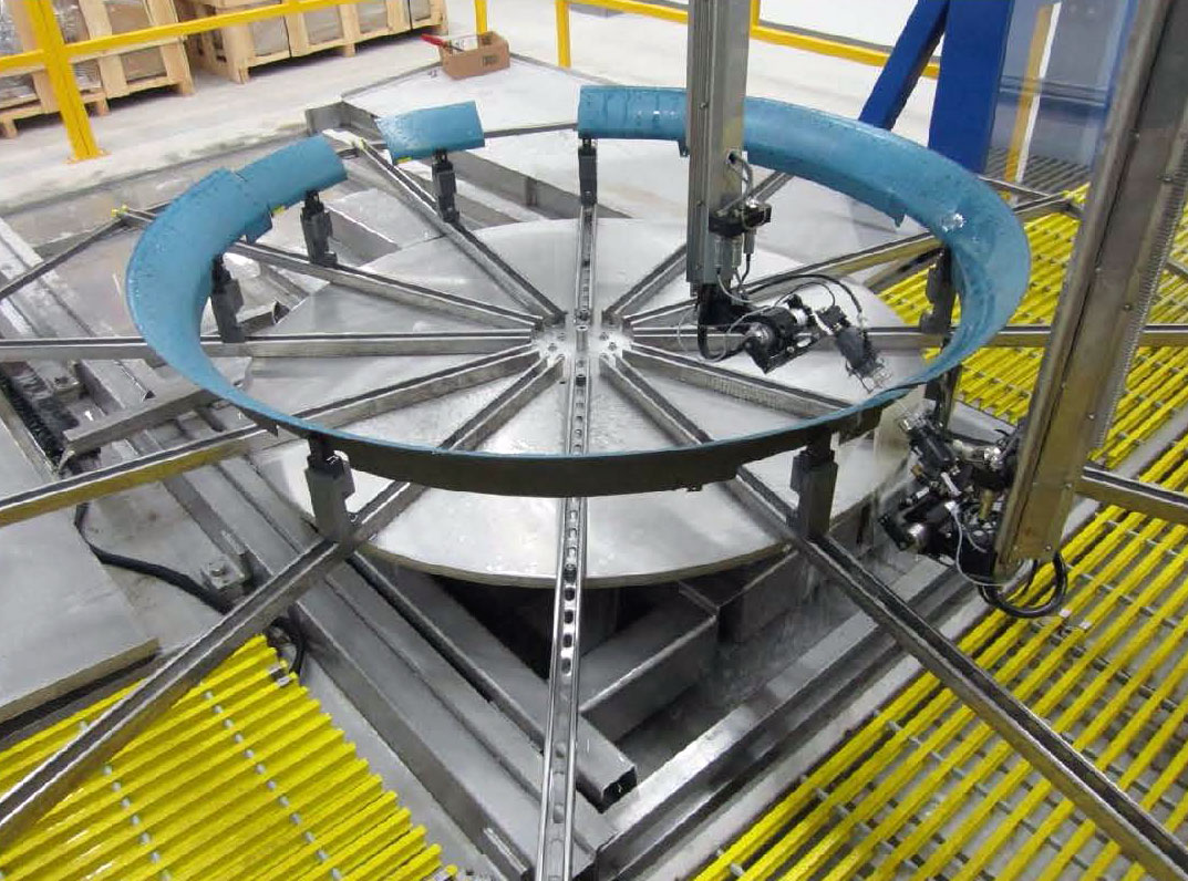 SDI-5805 turntable ultrasonic inspection system scanning a ring component